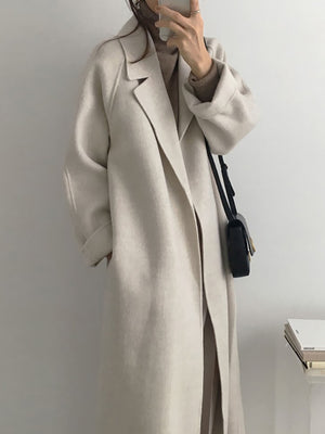 Long Wool Coat With Belt