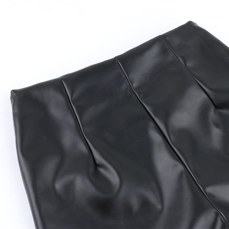 Black Flare Leather Pants