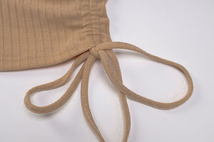 Long Sleeve Ribbed Ruched Bandage Dress