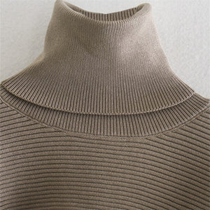 Knitted Turtleneck Sleeve Sweater