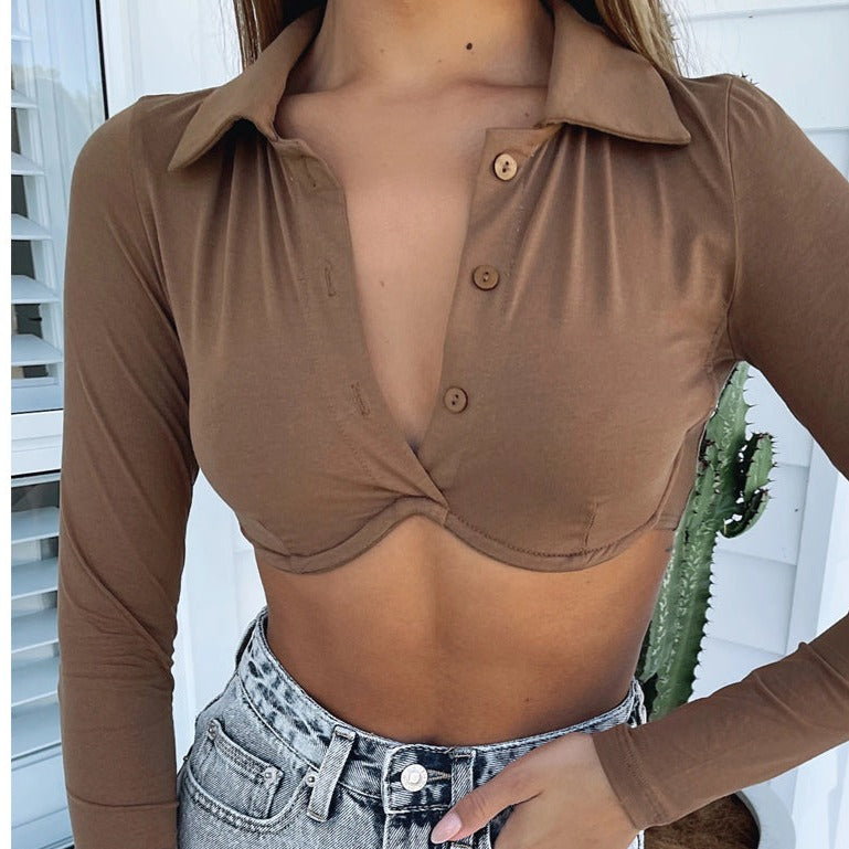 Solid Button Underwire Tube Top